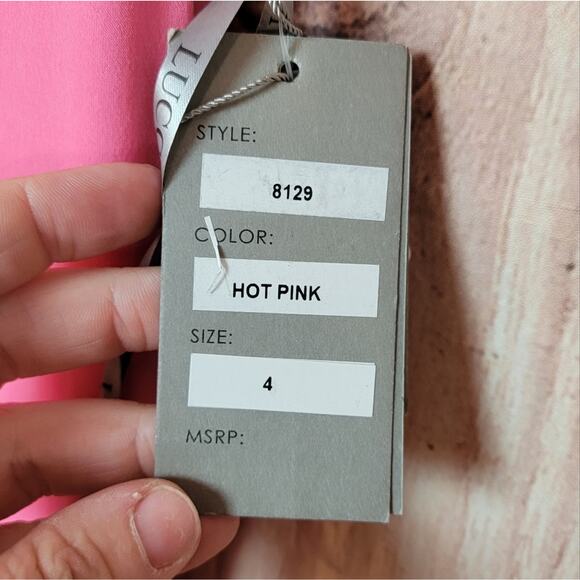 NWT Lucci Lu Bubblegum Pink Bead Embellished Collar Gown, Style # 8129, Sz 4 - Picture 8 of 11